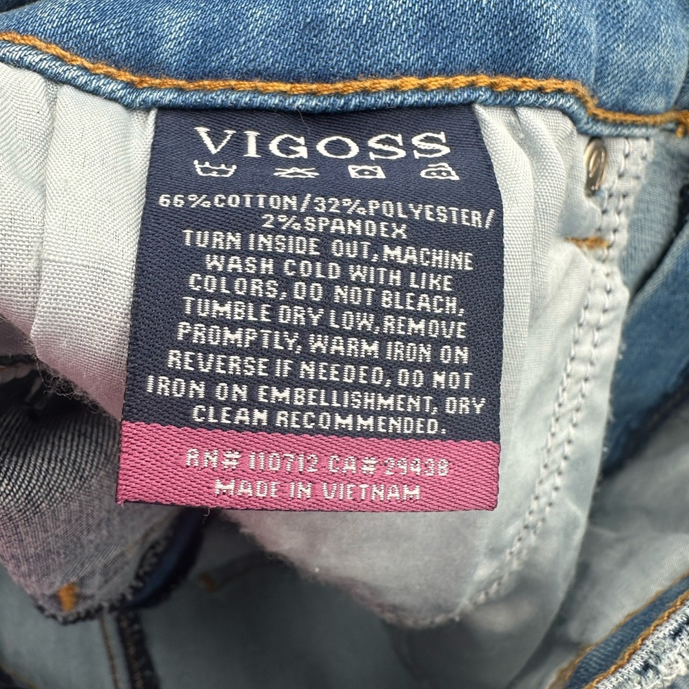 Vigoss Distressed Patchwork Fray Hem Denim Shorts Sz 8 Coastal Country Festival - Picture 4 of 9